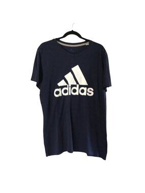 ADIDAS- MENS NAVY FRONT GRAPHIC SHORT SLEEVE CREW NECK T-SHIRT SIZE LARGE